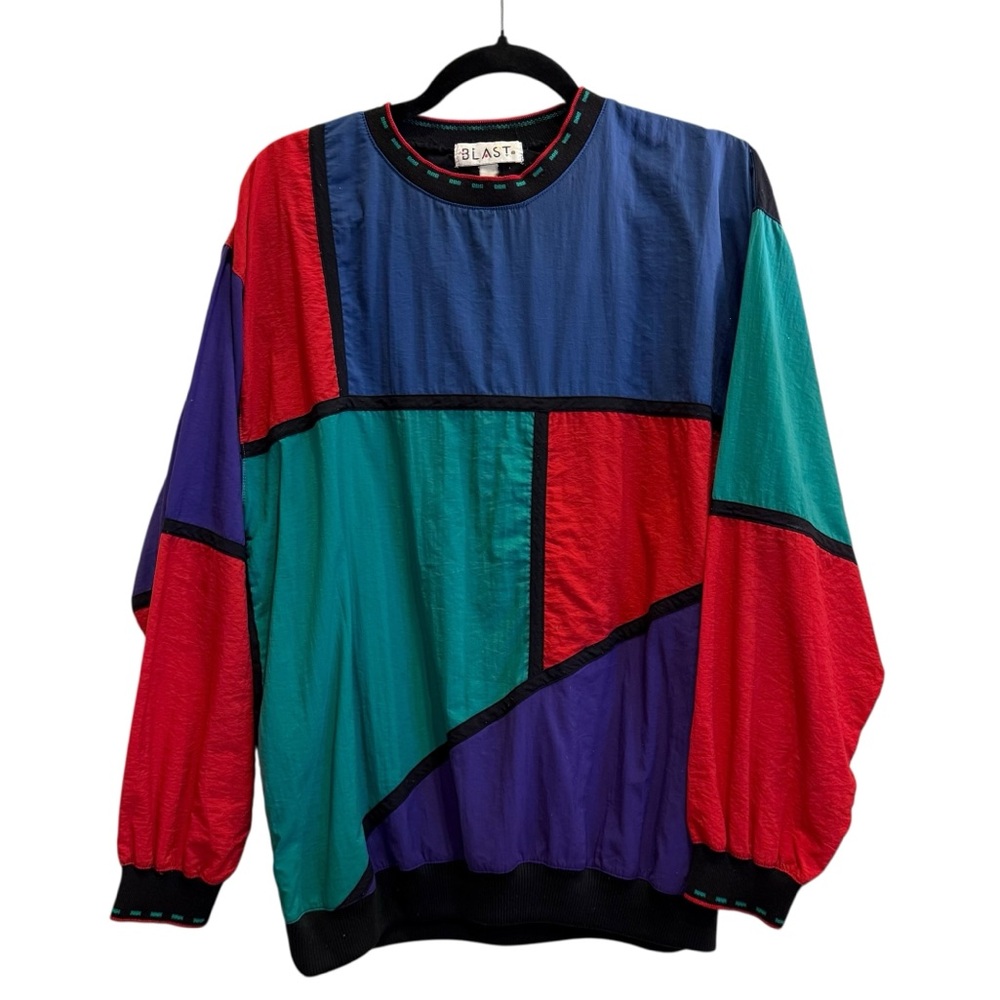 Blast Vintage 80’s Colorblock Primary Color Lightweight Tracksuit Top sz L/XL